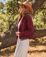 luvamia Fringe Jackets For Women Trendy Cropped Faux Suede Jacket Women Faux Leather Fall Jackets For Women, Full Lining, Zip Up, Tassel Cowgirl Jacket, Country Concert, Western Outfit For Women