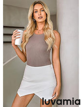 LUVAMIA Denim High Waisted Shorts Skort Stretch Asymmetrical Wrap Skirt