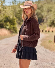 luvamia Faux Suede Jackets Women Oversized Cropped Funnel Neck Zip Up Coats Soft Faux Suede, Stand Collar, Loose Fit, Front Zipper, Modern Bomber Silhouette & Adjustable Hem, Fall Essential Outerwear