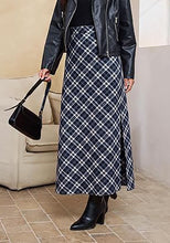 luvamia Plaid Maxi Skirts for Women Trendy A-Line Long Skirt with Side Slit Vintage Plaid Pattern, Back Elastic Waist, Flattering A-Line, High Waisted Skirts, Ankle-Length, Fall Outfits, Holiday Party