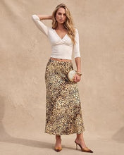 luvamia Women Satin Skirt Leopard Print Maxi Long Stretchy Elastic Skirts Cheetah Animal Print, Bias Cut Skirt, A-Line, High Waisted, Flowy Long Slip Skirts, Elastic Waistband, Fall Outfits for Women
