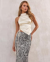 luvamia Women Satin Skirt Leopard Print Maxi Long Stretchy Elastic Skirts Cheetah Animal Print, Bias Cut Skirt, A-Line, High Waisted, Flowy Long Slip Skirts, Elastic Waistband, Fall Outfits for Women