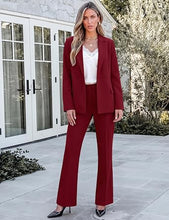 luvamia 2 Piece Sets for Women Blazer Pants Suits Business Casual Outfits Long Sleeve Belted Double Breasted Blazer, Elastic High Waisted Flared Pants, Dressy Pantsuits, Work Outfits for Women Office