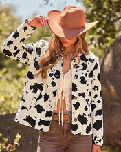 luvamia Faux Suede Cow Print Fall Jackets For Women Cropped Jacket Shacket Faux Leather, Full Lining, Button Down Shackets For Women With Pockets, Oversized Fall Outerwear, Cowgirl Outfits For Women