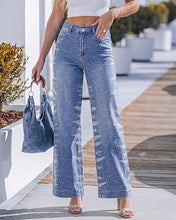 luvamia FleXclusive Wide Leg Rhinestone Jeans for Women High Waist Stretchy Denim Pants Sparkly Bling Jeans, Rhinestone Embellished, Baggy Straight Leg, 29.5" Inch Inseam, Trendy, Party, Night Out, Concert Outfits