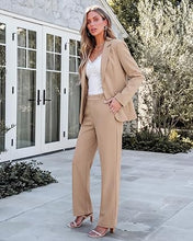 luvamia Pant Suits for Women Dressy 2 Piece Sets Business Casual Pants Set Single Button Blazers, Notch Collar, High Waisted Pants, 29" Inseam, Adjustable Dual Button Waistband, Elegant Office Outfits