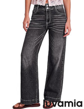 luvamia FleXcLusive Wide Leg Jeans for Women Trendy High Waisted Stretchy Denim Pants Wide Leg Pants, High Rise, 29.5" Inseam, 90s, Baggy Straight Leg Jeans, Stretch, Button Front, Western Denim Outfit for Women