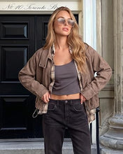 luvamia Faux Suede Jackets Women Oversized Cropped Funnel Neck Zip Up Coats Soft Faux Suede, Stand Collar, Loose Fit, Front Zipper, Modern Bomber Silhouette & Adjustable Hem, Fall Essential Outerwear