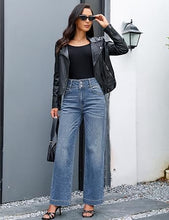 luvamia FleXcLusive Wide Leg Jeans for Women Trendy High Waisted Stretchy Denim Pants Wide Leg Pants, High Rise, 29.5" Inseam, 90s, Baggy Straight Leg Jeans, Stretch, Button Front, Western Denim Outfit for Women
