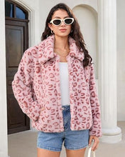 luvamia Women's Leopard Print Faux Fur Jackets Fluffy Furry Winter Coats Cheetah Animal Print Jackets, Oversized, Lapel, Snap Button, Inner Lining, Furry Winter Coats with Pockets, Western Outfits
