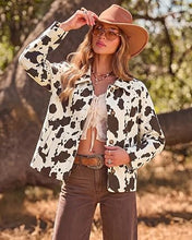 luvamia Faux Suede Cow Print Fall Jackets For Women Cropped Jacket Shacket Faux Leather, Full Lining, Button Down Shackets For Women With Pockets, Oversized Fall Outerwear, Cowgirl Outfits For Women