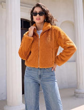 luvamia Faux Fur Jackets for Women Fall Cropped Coat Fuzzy Winter Outerwear Zip Up Front, Modern Retro Style, Lapel Collar, Drop Shoulder, Long Sleeve, Autumn Layering, City Chic Outerwear, Wide Collar