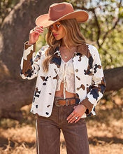 luvamia Faux Suede Cow Print Fall Jackets For Women Cropped Jacket Shacket Faux Leather, Full Lining, Button Down Shackets For Women With Pockets, Oversized Fall Outerwear, Cowgirl Outfits For Women