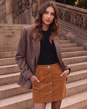 luvamia Corduroy Skirt Women Button Fly Trendy Stretchy Short Fall Skirts Elastic Waist Back, Functional Pockets, Stretchy, Soft Corduroy, Fall Skirts For Women Dressy Casual, Fall Outfits For Women