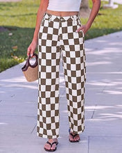 luvamia Checkered Pants Women High Rise Cinch-Waist Stretchy Wide Leg Jeans Adjustable Waist, Patterned Pants for Women, Baggy Jeans Y2K, Checkerboard Print, Alternative Clothes
