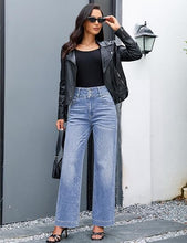 luvamia FleXcLusive Wide Leg Jeans for Women Trendy High Waisted Stretchy Denim Pants Wide Leg Pants, High Rise, 29.5" Inseam, 90s, Baggy Straight Leg Jeans, Stretch, Button Front, Western Denim Outfit for Women