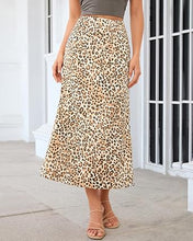 luvamia Women Satin Skirt Leopard Print Maxi Long Stretchy Elastic Skirts Cheetah Animal Print, Bias Cut Skirt, A-Line, High Waisted, Flowy Long Slip Skirts, Elastic Waistband, Fall Outfits for Women