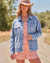 luvamia Jean Jacket Women Button Down Long Sleeve Oversized Denim Jackets Casual Jackets for Women Trendy, 2 Functional Side Pockets, No Stretch, Western Fall Outfits, Country Concert Outfits