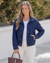 luvamia Jean Jacket Women Funnel Neck Zip Up Oversized Casual Denim Jackets Long Sleeve Short Jackets for Women, Elastic Hem Detail, Side Slant Pockets, Drop Shoulder, No Stretch, Western Fall Outfits
