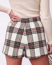 luvamia Plaid Skorts for Woman High Waist Mini Wrap Skort Skirt with Shorts Faux Wrap, Side Zipper, Elastic Waist Back, Trendy Plaid Pattern, Fall Skirts With Shorts Underneath, Asymmetrical Design
