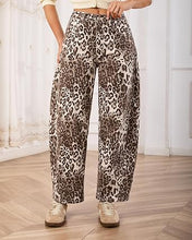 luvamia FleXcLusive Barrel Jeans Women High Waisted Baggy Leopard Cheetah Denim Pants Wide Leg Jeans for Women Trendy Stretchy, Ankle Length, Front Seam, Loose Fit, 27.5 Inch Inseam, Country Concert Outfits