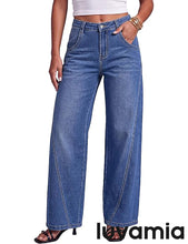 luvamia FleXclusive Wide Leg Jeans for Women High Waisted Stretch Denim Pants Side Seam Trendy, Stretchy, Baggy Straight Leg Jeans, 29.5 Inch Inseam, Angled Seam Detail, Country Concert, Western Outfits for Women