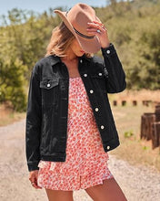 luvamia Jean Jacket Women Button Down Long Sleeve Oversized Denim Jackets Casual Jackets for Women Trendy, 2 Functional Side Pockets, No Stretch, Western Fall Outfits, Country Concert Outfits