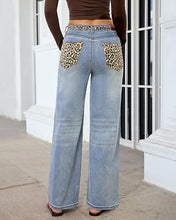 luvamia FleXcLusive Wide Leg Jeans for Women High Waisted Leopard Patchwork Denim Pants Stretchy, Baggy Straight Leg, 29.5" Inseam, Leopard Trimmed Waist & Front Pockets, Cheetah Print Back Pockets, Western Outfit