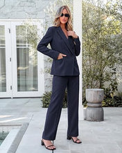 luvamia Pants Suits Women 2 Piece Double Breasted Business Casual Outfits Classic Notch Lapel, Wide Leg Pants, Structured Shoulders, Professional Dressy Pantsuit Set, Office Chic, 2026 Fall Fashion