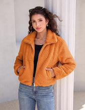 luvamia Faux Fur Jackets for Women Fall Cropped Coat Fuzzy Winter Outerwear Zip Up Front, Modern Retro Style, Lapel Collar, Drop Shoulder, Long Sleeve, Autumn Layering, City Chic Outerwear, Wide Collar
