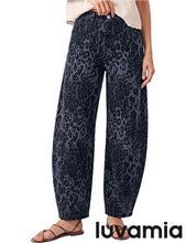 luvamia FleXcLusive Barrel Jeans Women High Waisted Baggy Leopard Cheetah Denim Pants Wide Leg Jeans for Women Trendy Stretchy, Ankle Length, Front Seam, Loose Fit, 27.5 Inch Inseam, Country Concert Outfits