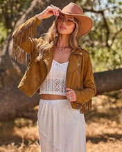 luvamia Fringe Jackets For Women Trendy Cropped Faux Suede Jacket Women Faux Leather Fall Jackets For Women, Full Lining, Zip Up, Tassel Cowgirl Jacket, Country Concert, Western Outfit For Women