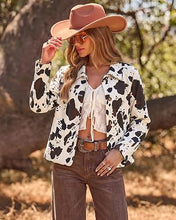 luvamia Faux Suede Cow Print Fall Jackets For Women Cropped Jacket Shacket Faux Leather, Full Lining, Button Down Shackets For Women With Pockets, Oversized Fall Outerwear, Cowgirl Outfits For Women