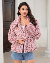 luvamia Women's Leopard Print Faux Fur Jackets Fluffy Furry Winter Coats Cheetah Animal Print Jackets, Oversized, Lapel, Snap Button, Inner Lining, Furry Winter Coats with Pockets, Western Outfits