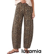 luvamia FleXcLusive Barrel Jeans Women High Waisted Baggy Leopard Cheetah Denim Pants Wide Leg Jeans for Women Trendy Stretchy, Ankle Length, Front Seam, Loose Fit, 27.5 Inch Inseam, Country Concert Outfits