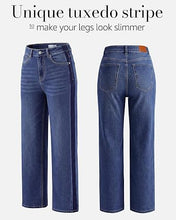 luvamia FleXclusive Straight Leg Jeans for Women High Waisted Tuxedo Stripe Denim Pants 29" Inseam, Stretchy Jean Pants, Tuxedo Stripe On The Side, Relaxed Fit Jeans With Design, 90s Style, Concert Outfits Women