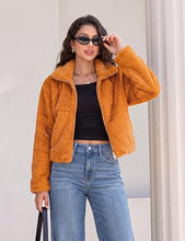 luvamia Faux Fur Jackets for Women Fall Cropped Coat Fuzzy Winter Outerwear Zip Up Front, Modern Retro Style, Lapel Collar, Drop Shoulder, Long Sleeve, Autumn Layering, City Chic Outerwear, Wide Collar