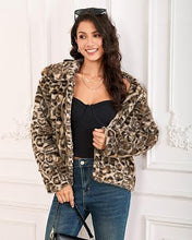 luvamia Women's Leopard Print Faux Fur Jackets Fluffy Furry Winter Coats Cheetah Animal Print Jackets, Oversized, Lapel, Snap Button, Inner Lining, Furry Winter Coats with Pockets, Western Outfits