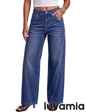 luvamia FleXclusive Wide Leg Jeans for Women High Waisted Stretch Denim Pants Side Seam Trendy, Stretchy, Baggy Straight Leg Jeans, 29.5 Inch Inseam, Angled Seam Detail, Country Concert, Western Outfits for Women