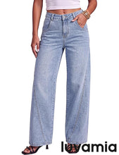 luvamia FleXclusive Wide Leg Jeans for Women High Waisted Stretch Denim Pants Side Seam Trendy, Stretchy, Baggy Straight Leg Jeans, 29.5 Inch Inseam, Angled Seam Detail, Country Concert, Western Outfits for Women