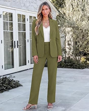luvamia Pant Suits for Women Dressy 2 Piece Sets Business Casual Pants Set Single Button Blazers, Notch Collar, High Waisted Pants, 29" Inseam, Adjustable Dual Button Waistband, Elegant Office Outfits