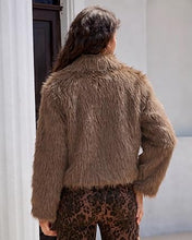 luvamia Faux Fur Jackets for Women Shaggy Crop Coats Fall Winter Outerwear Hook Closure, Long Sleeve, Lapel Collar, Date Night Outfit, Drop Shoulder, Clean Front Design, Long Pile Texture, Solid Color