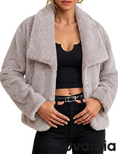 luvamia Faux Fur Jackets for Women Fall Coats Oversized Winter Outerwears Short Pile Surface, Side Pockets, Wide Lapel Collar, Dropped Shoulder, Fall Winter Layering, Snap Button Closure, Open Front