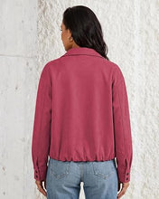 luvamia Faux Suede Jackets for Women Oversized Fall Coats Cropped Outerwear Zip Up, Long Sleeve, Slash Pockets, Modern Western Boho, Lapel Collar, Oversized Bomber Jacket, Drop Shoulder, Gathered Hem