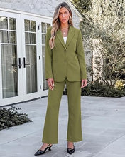luvamia Pant Suits for Women 2 Piece Sets Business Casual Bootcut Pants Set Buttons Breasted Suit Jackets, High Waisted Bootcut Pants, 29" Inseam, Professional Office Pantsuits, Fall Teacher Outfits