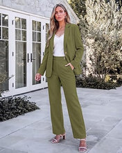 luvamia Pant Suits for Women Dressy 2 Piece Sets Business Casual Pants Set Single Button Blazers, Notch Collar, High Waisted Pants, 29" Inseam, Adjustable Dual Button Waistband, Elegant Office Outfits