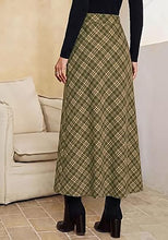 luvamia Plaid Maxi Skirts for Women Trendy A-Line Long Skirt with Side Slit Vintage Plaid Pattern, Back Elastic Waist, Flattering A-Line, High Waisted Skirts, Ankle-Length, Fall Outfits, Holiday Party