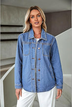 LUVAMIA Denim Jackets for Women Trendy Long Sleeve Button Down Shirt Jacket with Pocket