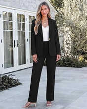 luvamia Pant Suits for Women Dressy 2 Piece Sets Business Casual Pants Set Single Button Blazers, Notch Collar, High Waisted Pants, 29" Inseam, Adjustable Dual Button Waistband, Elegant Office Outfits