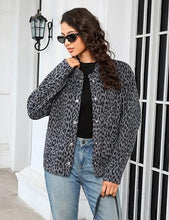 luvamia Women Leopard Print Bomber Jacket Oversized Wool Blend Fall Outfits Brushed, Cheetah, Animal Print Jackets, Stand Collar, Snap Button, Elastic Hem, Winter Coats with Pockets, Western Outfits